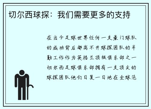 切尔西球探：我们需要更多的支持
